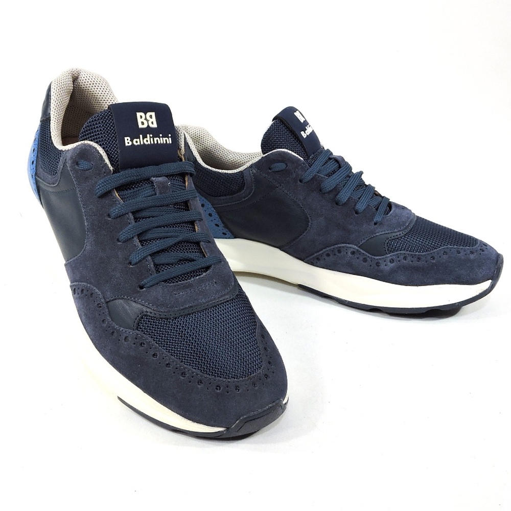 BALDININI 🇮🇹 MEN'S BLUE SUEDE & LEATHER COMFORT SNEAKERS